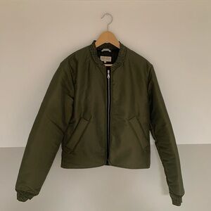 KENZO Paris zip up jacket, cotton/nylon, medium weight, knit collar and cuffs